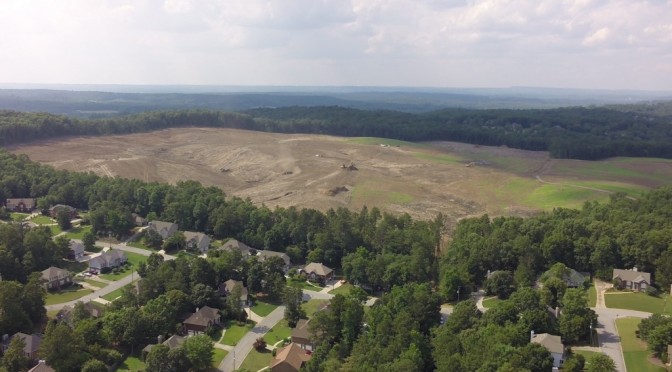 Aerial View of Land Cleared for the New Alabaster High School. – Video