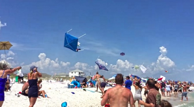 Blue Angel Sneak Pass Over Beach Send Tents Flying Into The Air! – Video