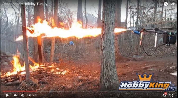 Flame Thrower Drone Roasting a Turkey!